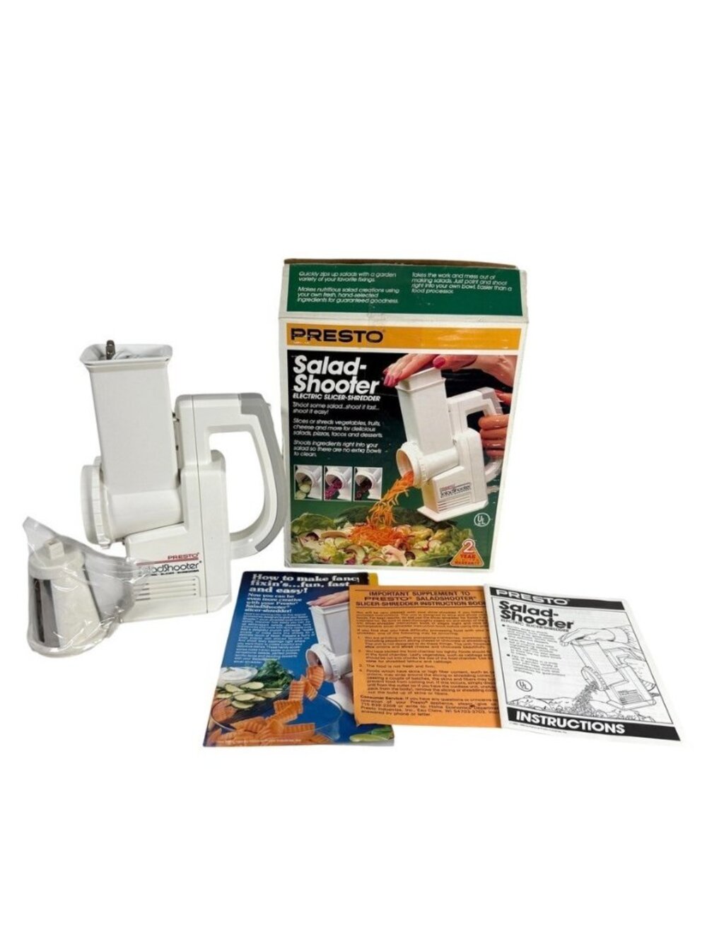 Vintage Presto Salad Shooter Electric Food Slicer Shredder 02910
